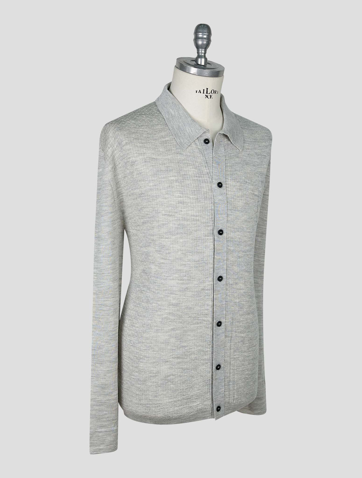 Kiton Knt Gray Virgin Wool Silk Shirt