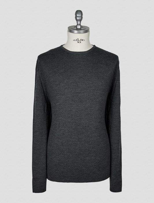 Kiton Knt Dark Gray Virgin Wool Silk Sweater Crewneck