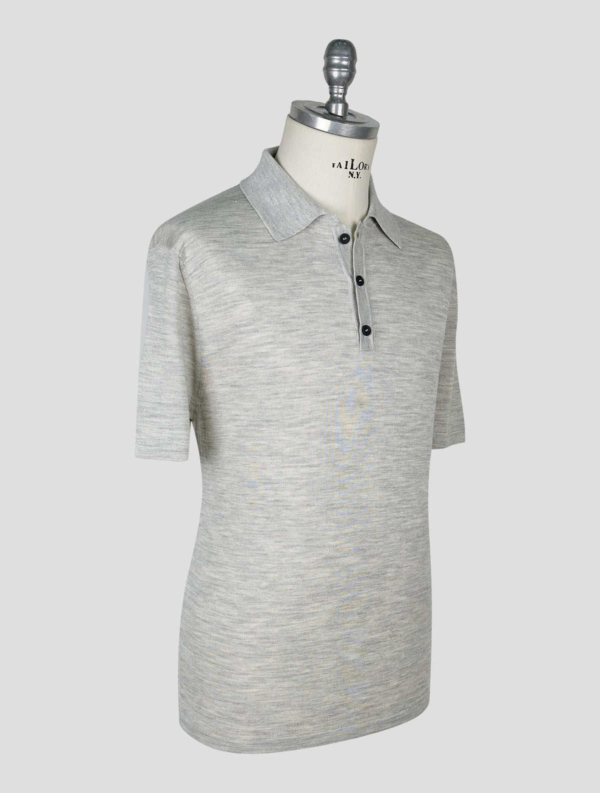 Kiton Knt Gray Virgin Wool Silk Polo