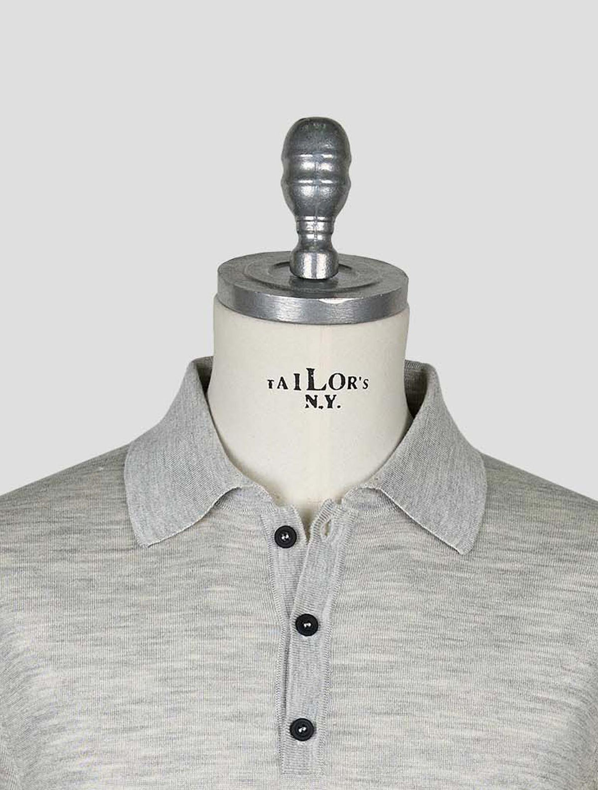 Kiton Knt Gray Virgin Wool Silk Polo
