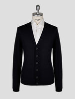 Kiton Knt Black Virgin Wool Silk Cardigan