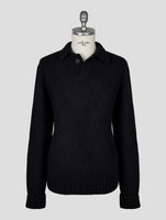 Kiton Knt Black Virgin Wool Sweater Polo