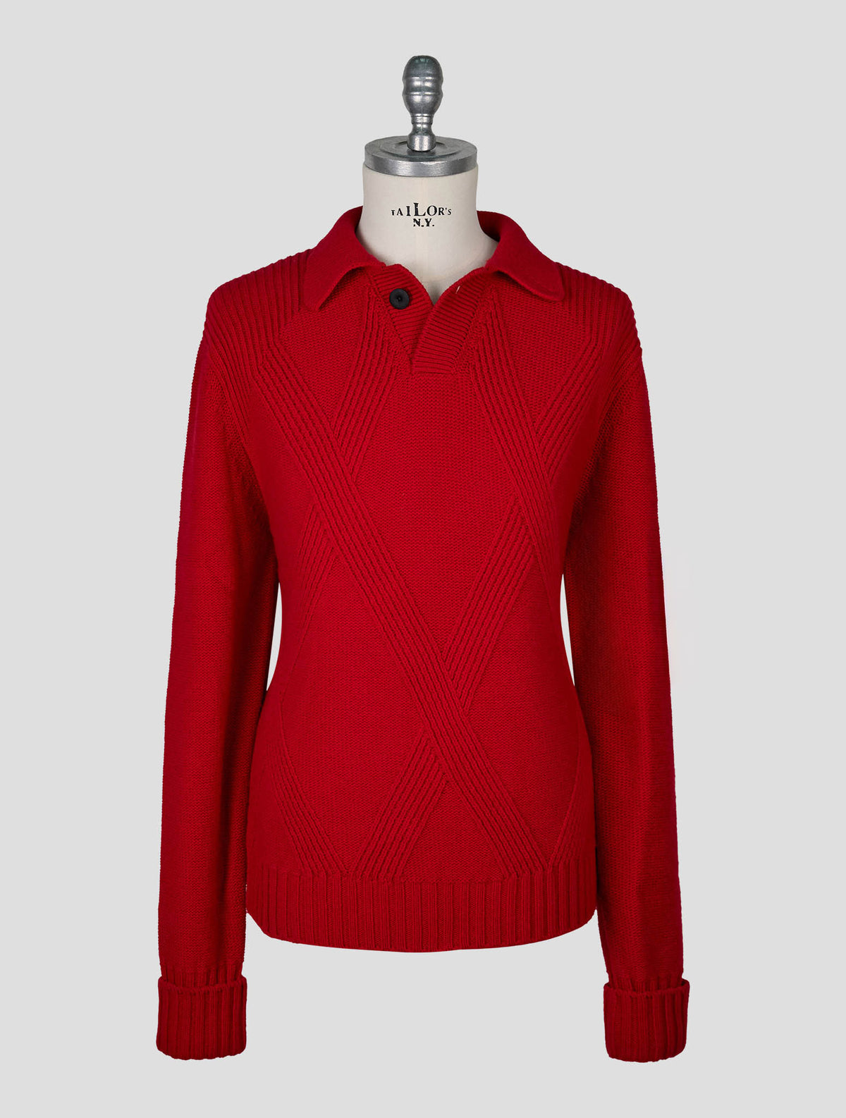 Kiton Knt Red Virgin Wool Sweater Polo
