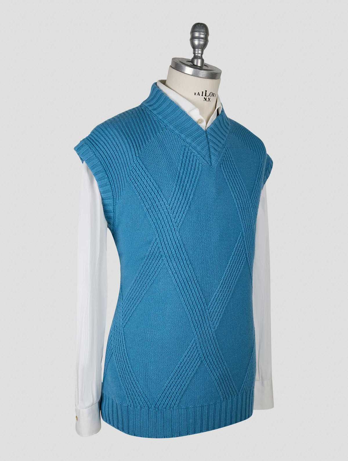 Kiton Knt Petrol Virgin Wool Gilet