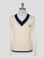 Kiton Knt White Blue Wool Gilet