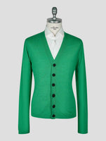 Kiton Knt Green Virgin Wool Silk Cardigan