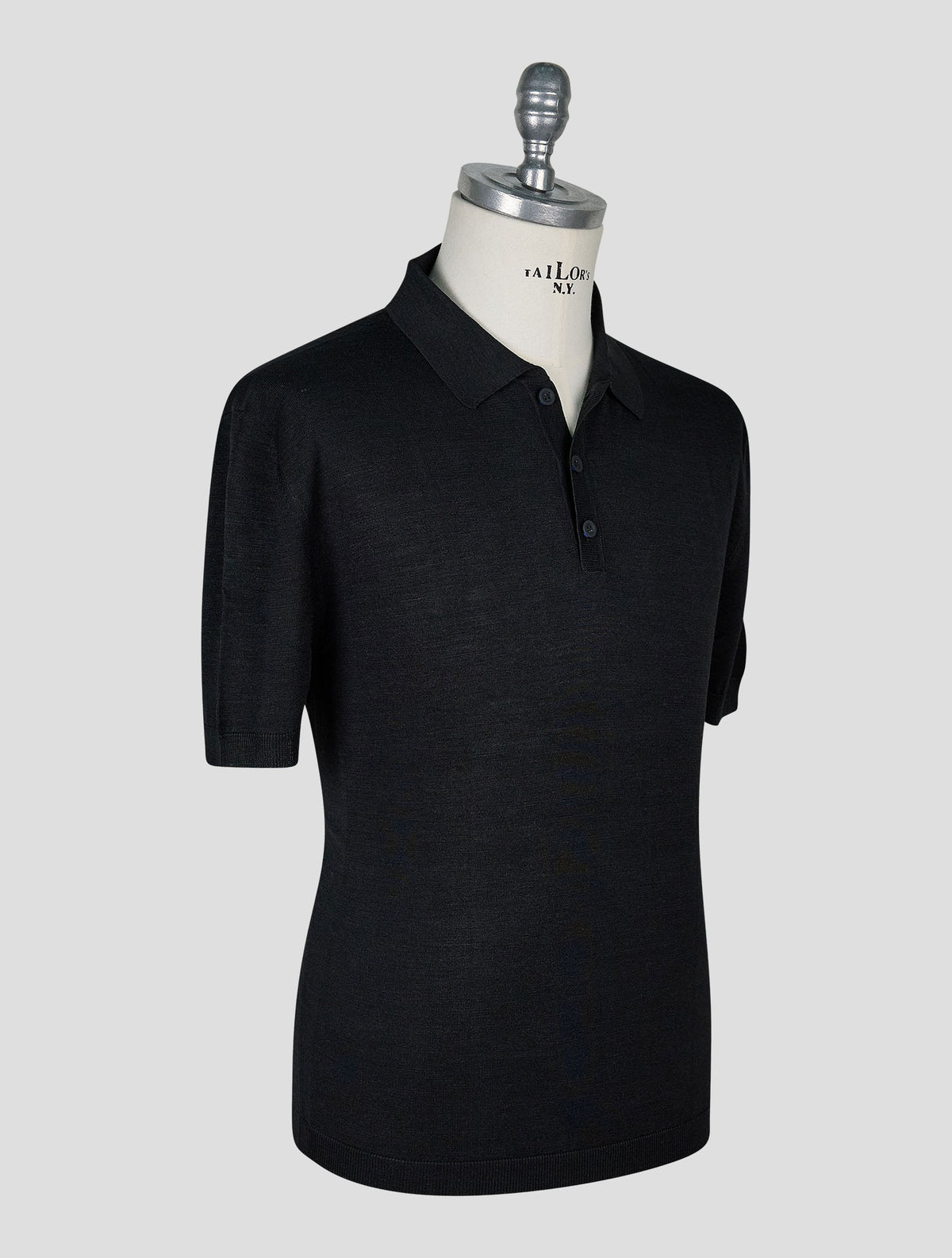 Kiton Knt Black Silk Polo